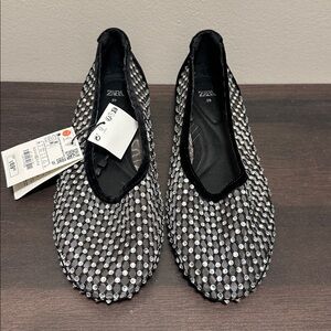 Zara Women's Black with rhinestone flats